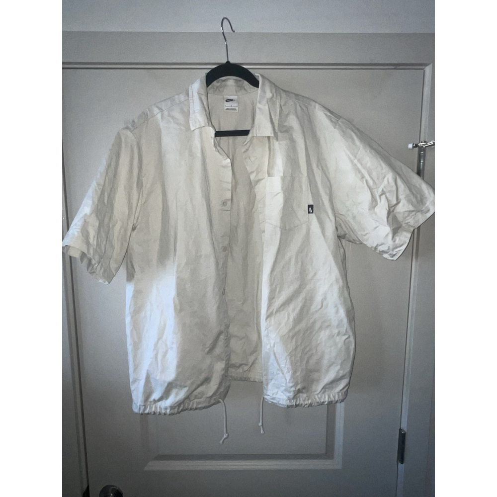 Nike Club Oxford Short Sleeve Button Up Shirt White Loose Fit Large
